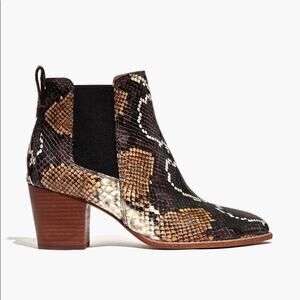 MADEWELL The Regan Boot Leather Snake Embossed Pull On Booties Size 6